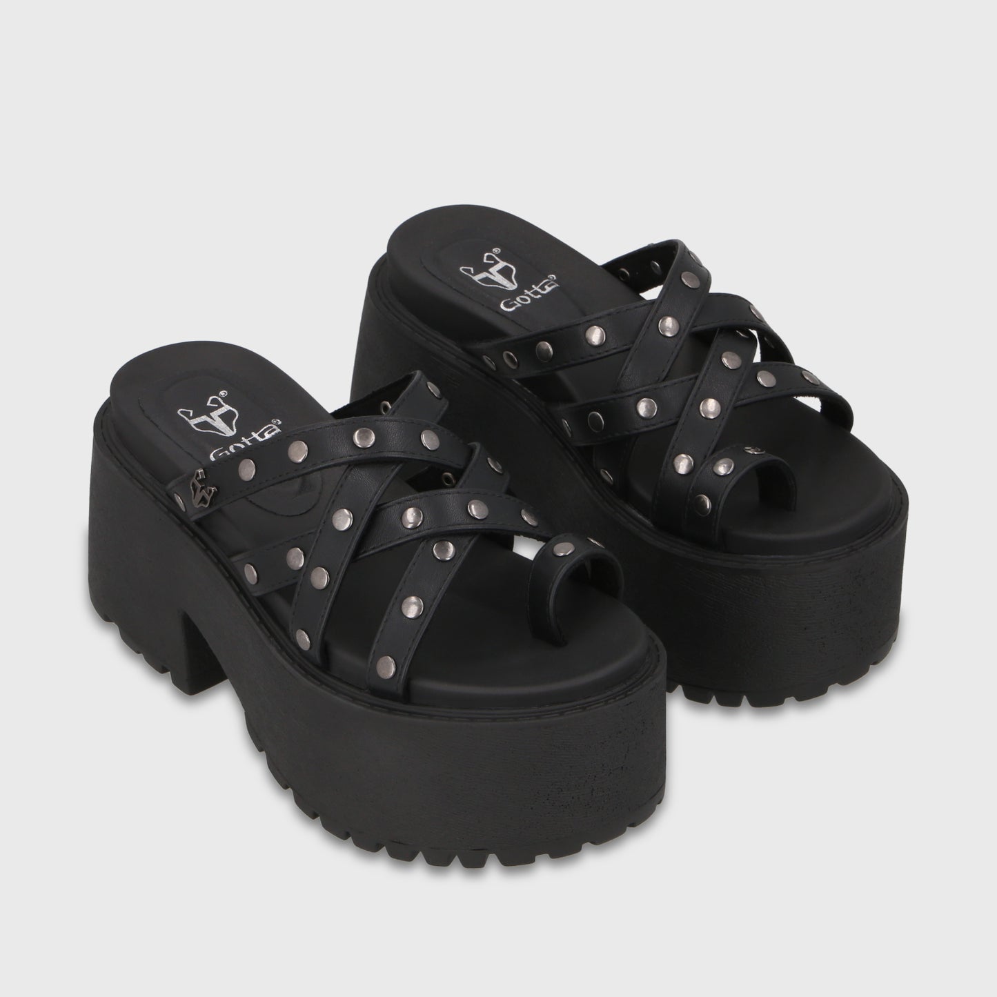 Sandalia Plataforma Negra Mujer 1567F