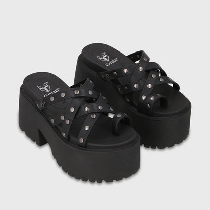 Sandalia Plataforma Negra Mujer 1567F