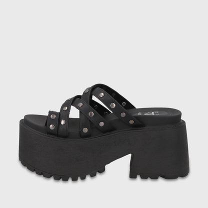 Sandalia Plataforma Negra Mujer 1567F