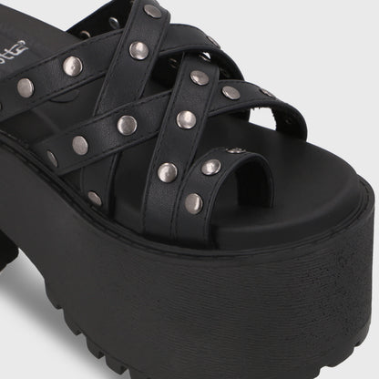Sandalia Plataforma Negra Mujer 1567F