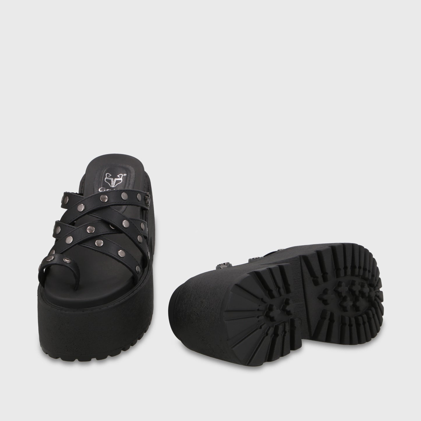 Sandalia Plataforma Negra Mujer 1567F