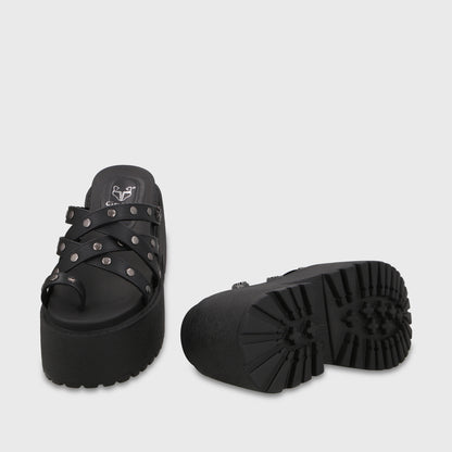 Sandalia Plataforma Negra Mujer 1567F