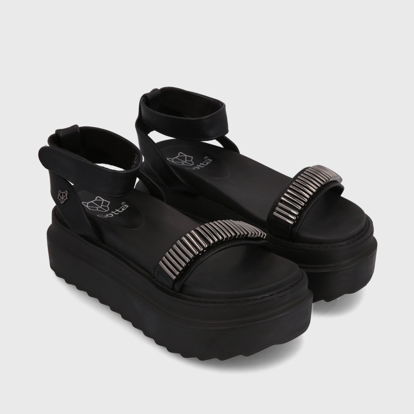 Sandalia Plataforma Negra Mujer 25233