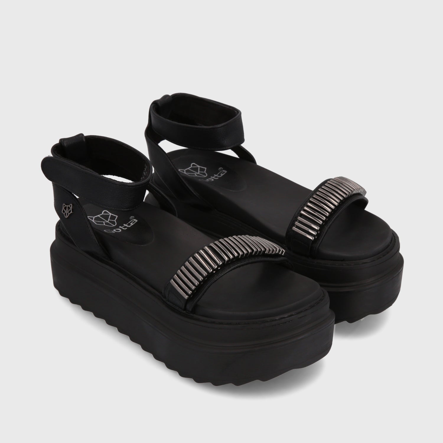 Sandalia Plataforma Negra Mujer 25233