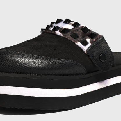 Zueco Negro Cuero Mujer 25265