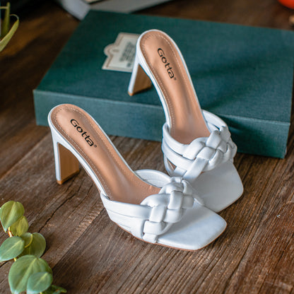 Sandalia Taco Blanca Mujer 25701