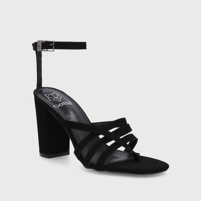 Sandalia Taco Negra Mujer 35122