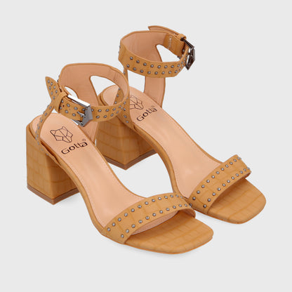 Sandalia Taco Camel Mujer 35131