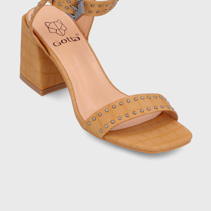 Sandalia Taco Camel Mujer 35131