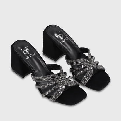 Sandalia Taco Negra Mujer 35135