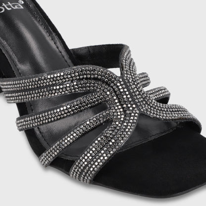 Sandalia Taco Negra Mujer 35135