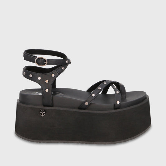 Sandalia Plataforma Negra Mujer 35188