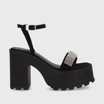 Sandalia Plataforma Negra Mujer 35281