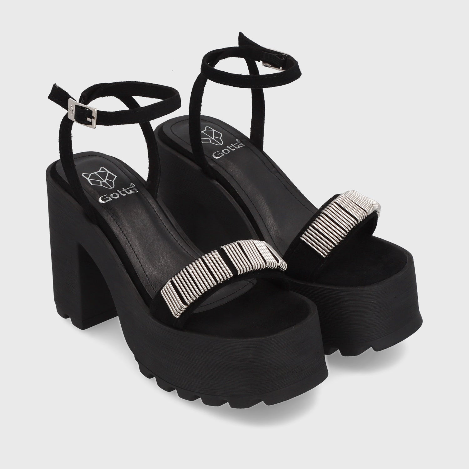 Sandalia Plataforma Negra Mujer 35281