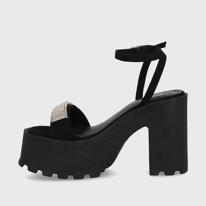 Sandalia Plataforma Negra Mujer 35281