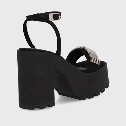 Sandalia Plataforma Negra Mujer 35281