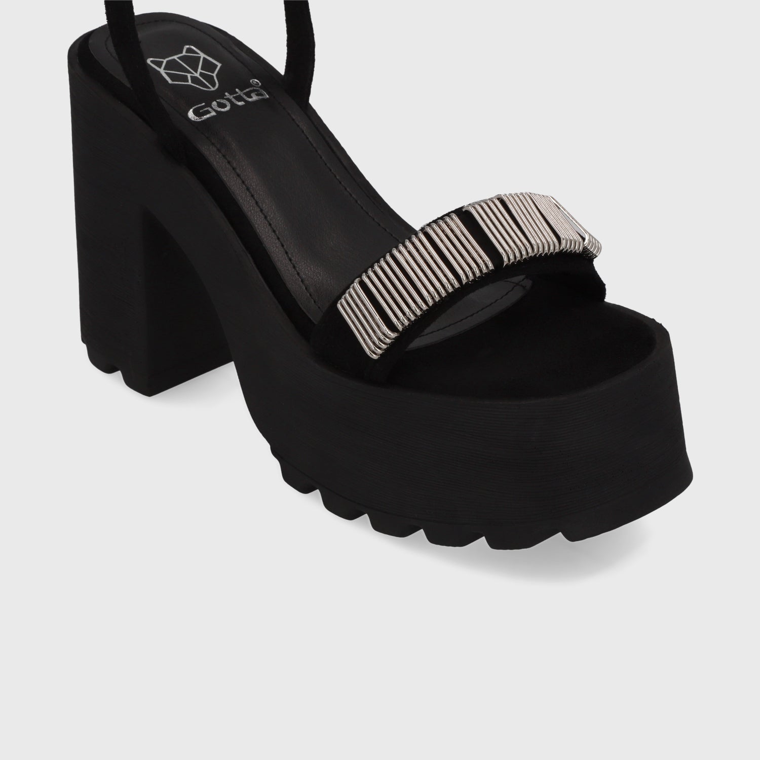 Sandalia Plataforma Negra Mujer 35281