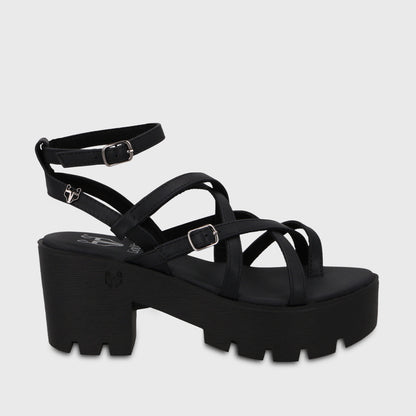 Sandalia Plataforma Negra Mujer 43024
