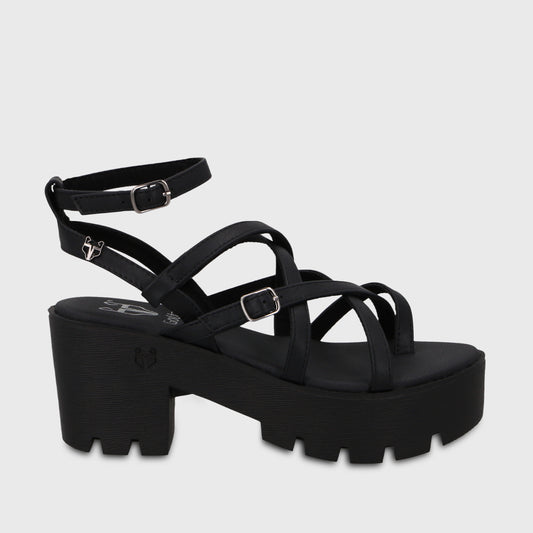 Sandalia Plataforma Negra Mujer 43024