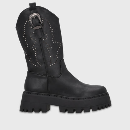 Bota Plataforma Negra Mujer 45807
