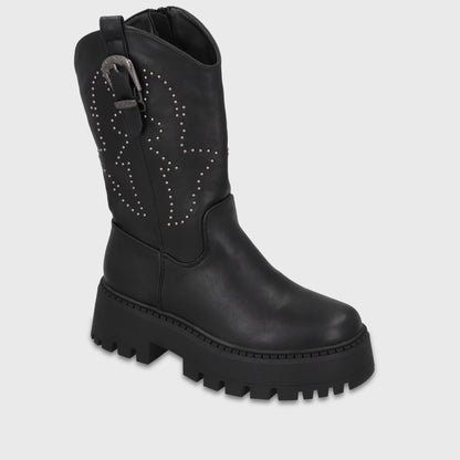 Bota Plataforma Negra Mujer 45807