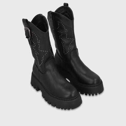 Bota Plataforma Negra Mujer 45807