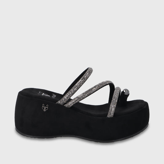 Sandalia Plataforma Negra Mujer 45826