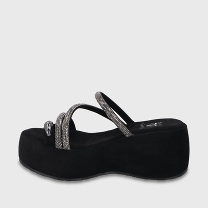 Sandalia Plataforma Negra Mujer 45826