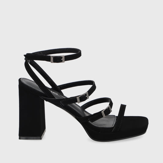 Sandalia Taco Negra Mujer 45901