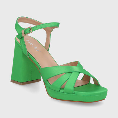 Sandalia Taco Verde Mujer 45902