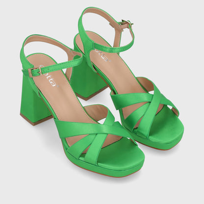 Sandalia Taco Verde Mujer 45902