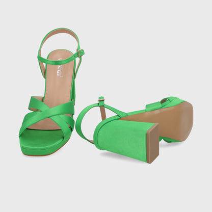 Sandalia Taco Verde Mujer 45902