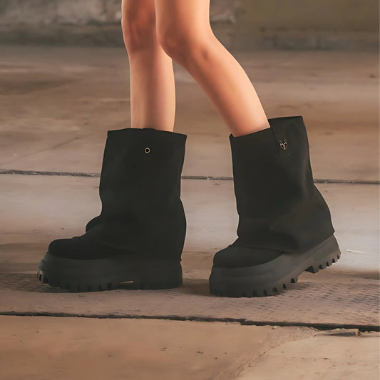 Bota Plataforma Negra Mujer 55291