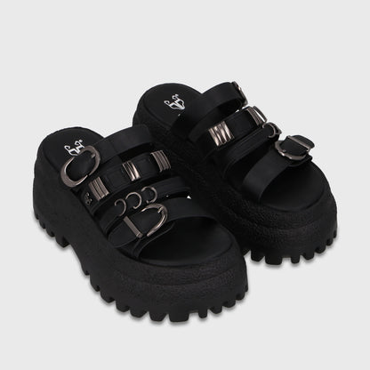 Sandalia Plataforma Negra Mujer 55294