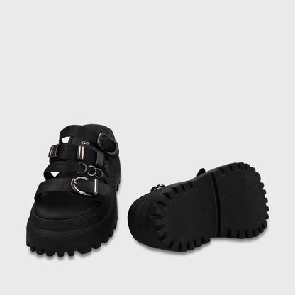 Sandalia Plataforma Negra Mujer 55294