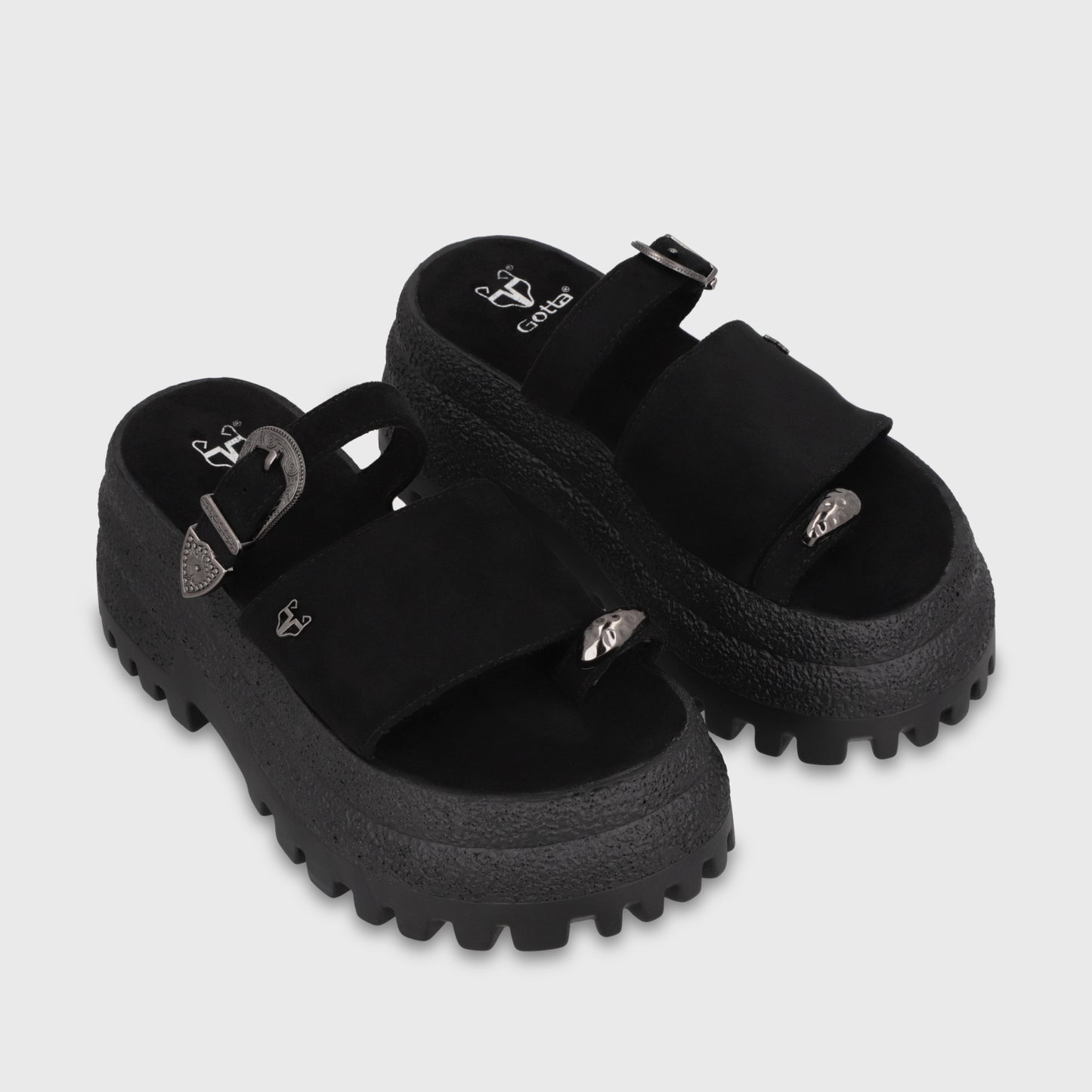 Sandalia Plataforma Negra Mujer 55295