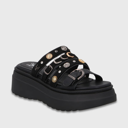 Sandalia Plataforma Negra Mujer 55924