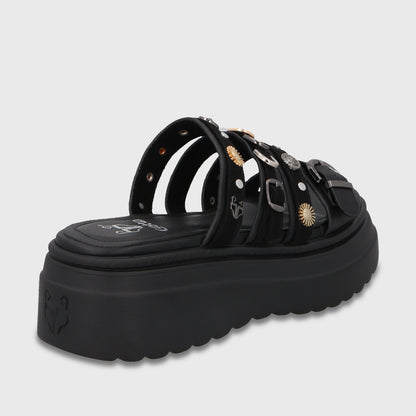 Sandalia Plataforma Negra Mujer 55924
