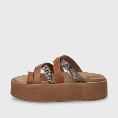 Sandalia Plataforma Beige Mujer 55940