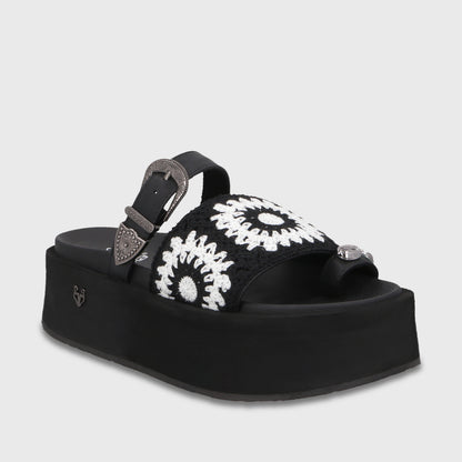 Sandalia Plataforma Negra Mujer 55942