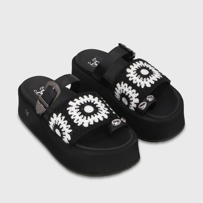 Sandalia Plataforma Negra Mujer 55942