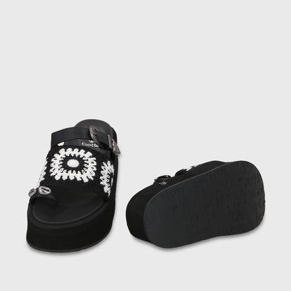 Sandalia Plataforma Negra Mujer 55942