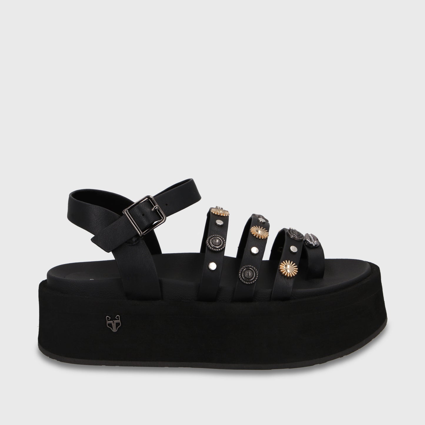 Sandalia Plataforma Negra Mujer 55943