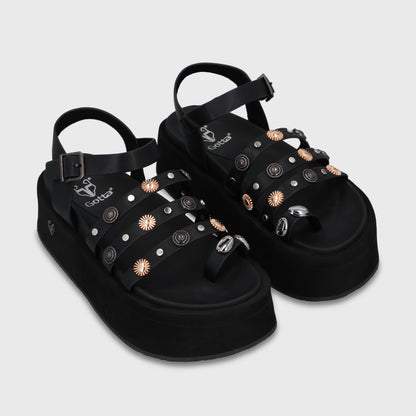 Sandalia Plataforma Negra Mujer 55943