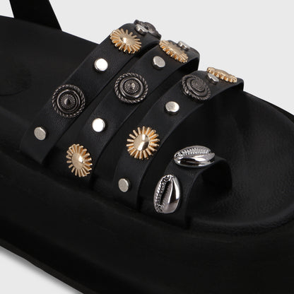 Sandalia Plataforma Negra Mujer 55943