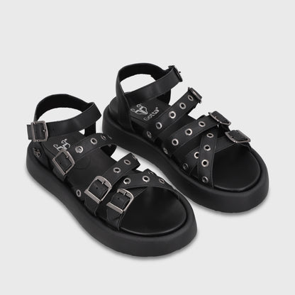 Sandalia Plataforma Negra Mujer 55950