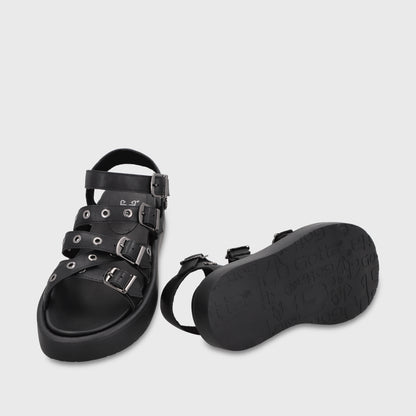 Sandalia Plataforma Negra Mujer 55950