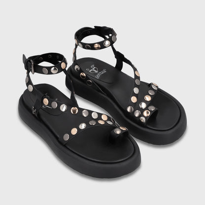 Sandalia Plataforma Negra Mujer 55953