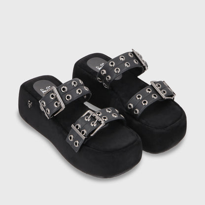 Sandalia Plataforma Negro Mujer 55961