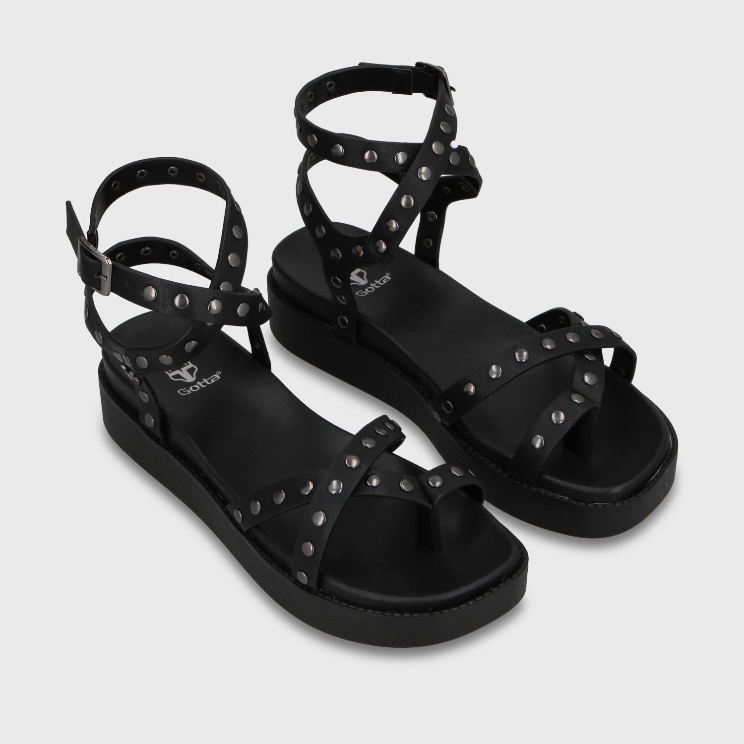 Sandalia Plataforma Negra Mujer 64170